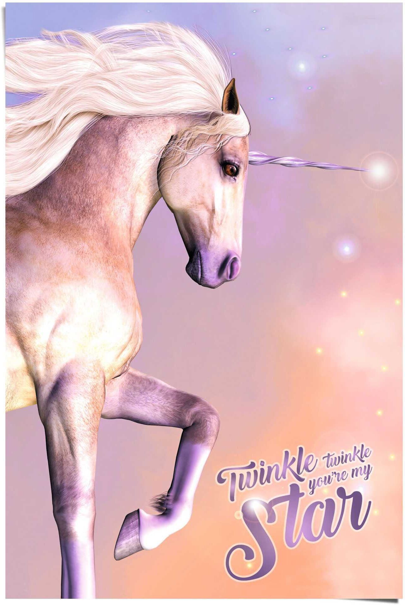Reinders! Poster REINDERS "Poster Einhorn Glitzer", rosa (farbe bild(er): rosa), B:61cm H:91,5cm, Papier, Bilder, Poster