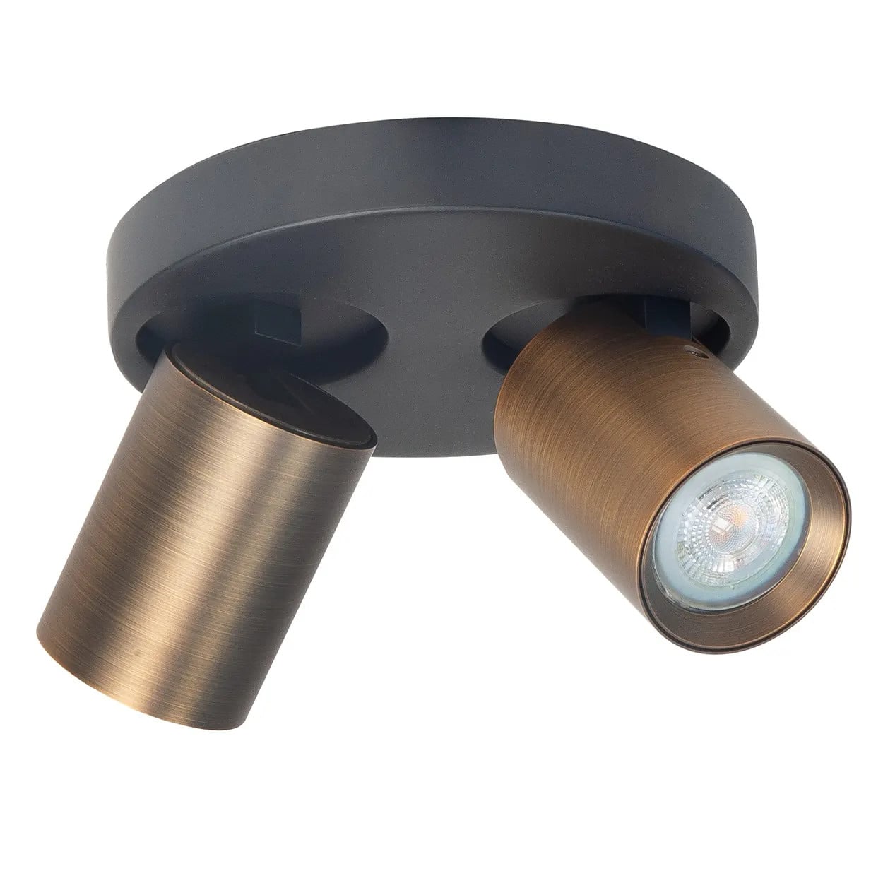 Highlight Oliver 2-lichts ronde opbouwspot brons zwart