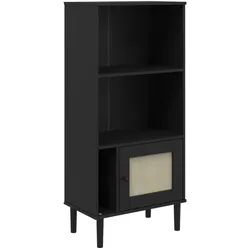 vidaXL Bücherschrank SENJA Rattan-Look Schwarz 60x35x130cm Kiefernholz