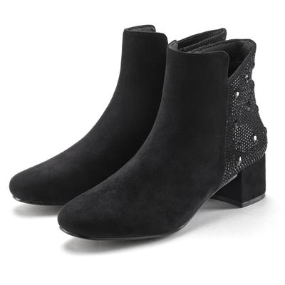 Stiefelette LASCANA "Stiefel", Damen, Gr. 37, schwarz (schwarz, glitzer), Obermaterial: 100% Textilmaterial. Decksohle: 100% Lederimitat. Futter: 100% Textilmaterial. Laufsohle: 100% Synthetik, Glitzer, unifarben, Basic,festlich, Schuhe Stiefelette,...