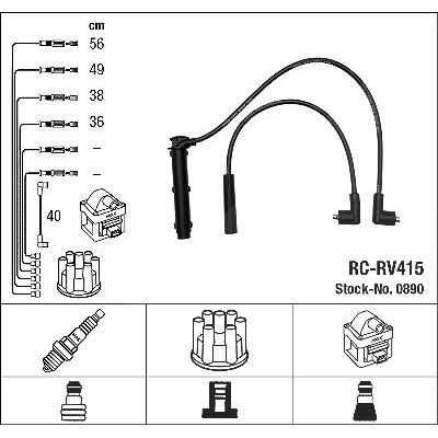 Ngk Zündleitungssatz [Hersteller-Nr. 0890] für Mg, Rover, Lotus