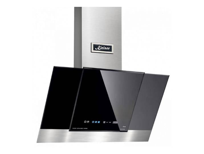 Kaiser Küchengeräte Kopffreihaube AT 8438 F ECO+Umluft/ Kaiser Dunstabzugshaube, 80 cm, Schwarz Glas Edelstahl