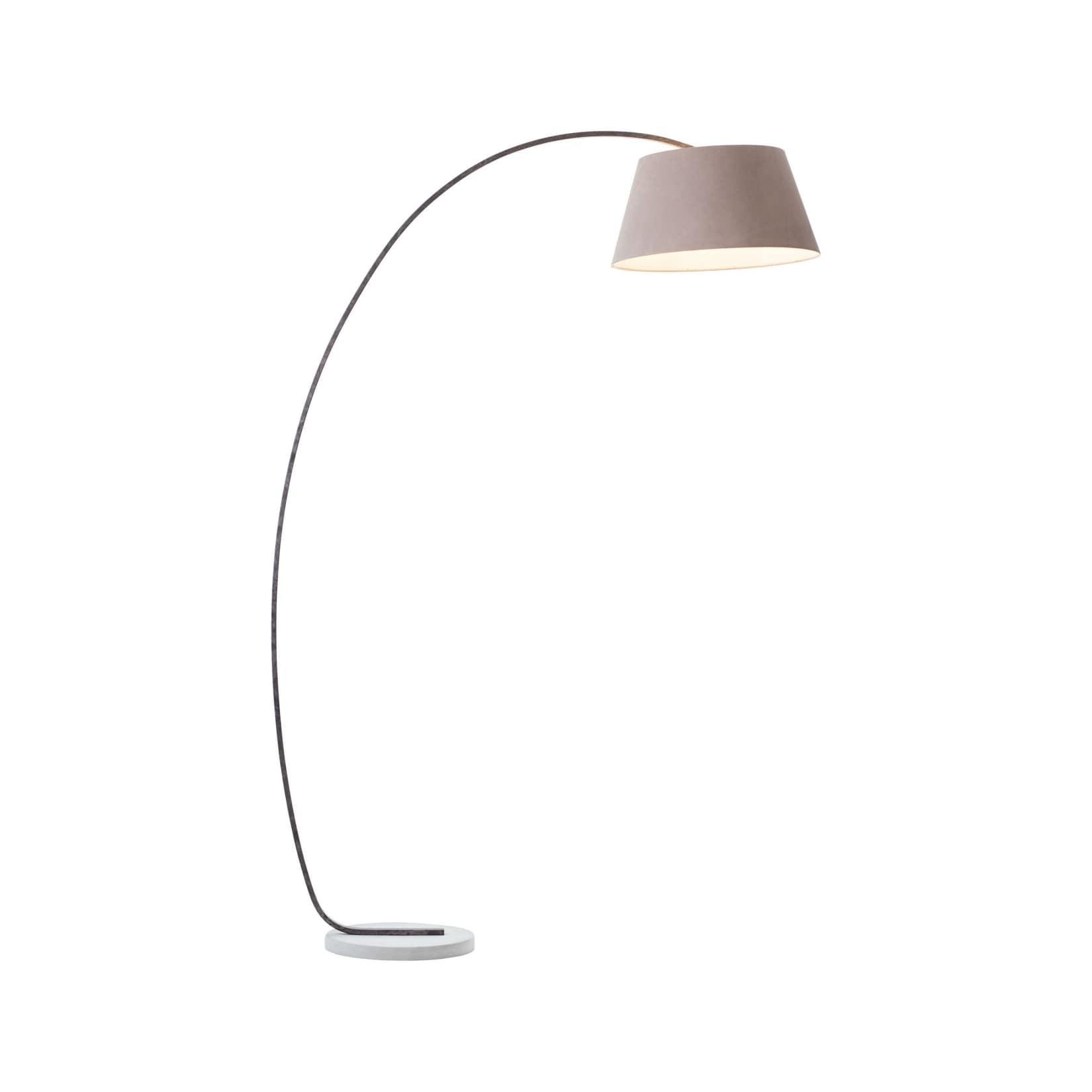 Brilliant Brok Bogenlampe 2,0 m - E27-Fassung, schwenkbarer Schirm, Fußschalter- Taupe/Grau - ideal für Wohnzimmer & Leseecke