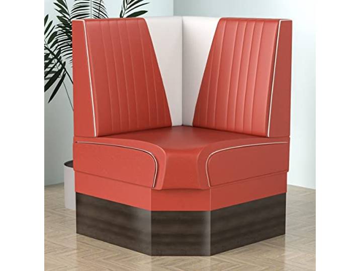 GGMMÖBEL Diner Vegas 2 Diner Eckbank B:H 64 x 103 cm V-Steppung Rot Leder American Diner Möbel, American Dinerbank