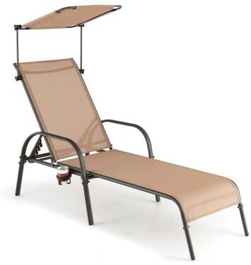 Costway Patio Heavy-Duty 5-Level Adjustable Chaise Lounge Chair-Brown