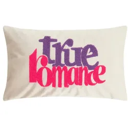 pad Kissen Letters 30 x 50 cm Polyester Grau Taupe