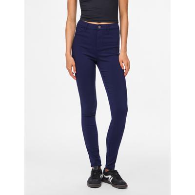 Jeggings PIECES "PCHIGHSKIN WEAR JEGGINGS", Damen, Gr. L (40), N-Gr, blau (maritime blau), Web, Obermaterial: 77% Viskose, 20% Nylon, 3% Elasthan, unifarben, slim fit lang, Hosen Jeggings, Viskosemischung, skinny fit
