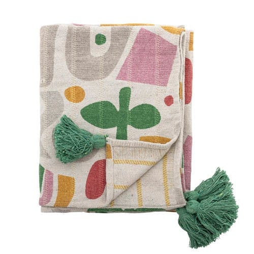Bloomingville Mini Filur Plaid met geometrisch patroon, Multicolour, B: 160 cm, H: 130 cm