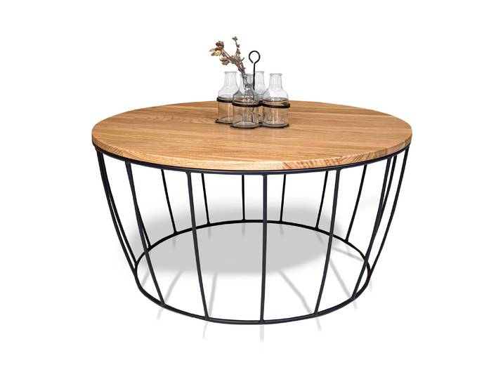 HERMI Couchtisch, Material Massivholz / Metall, Eiche geölt /