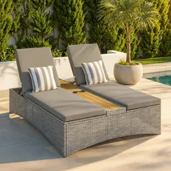 Gartenliege Monero Grau Holz/Metall/Kunststoff