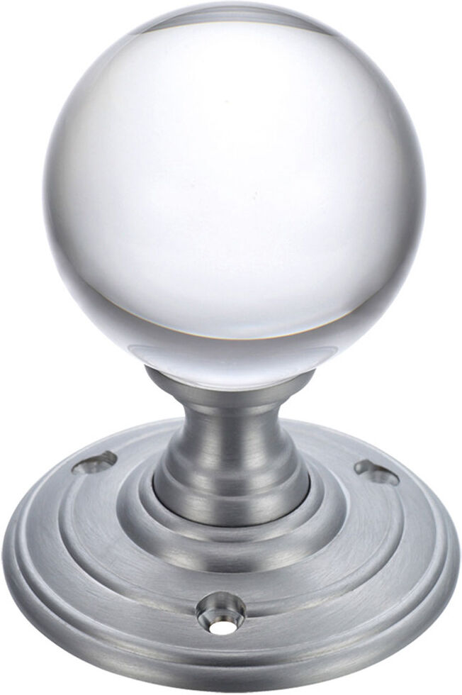 Fulton & Bray Door Knob Satin Chrome/Clear 7cm H X 7cm W
