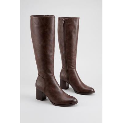 Stiefel ANISTON SHOES, Damen, Gr. 38, Textil, Normalschaft, dunkelbraun, Lederimitat, Schuhe Stiefel, Langschaftstiefel, Blockabsatz - NEUE KOLLEKTION
