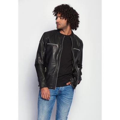 Lederjacke MAZE "Flint", Herren, Gr. M, schwarz, Obermaterial: 100% Lammleder. Futter: 100% Polyester, ohne Bündchen, Jacken