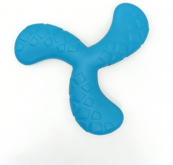 The Handy Homestead Dog Boomerang Frisbee Floating Fetch Toy For Active Dogs blue