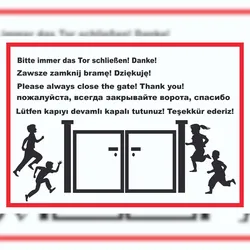 HB-Druck Tor schließen Kindergarten mehrsprachig Schild A1 (594x841mm)