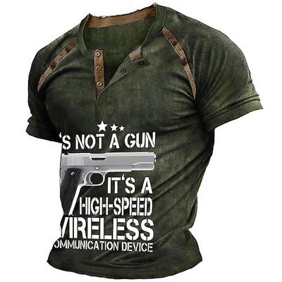 Kurzes Herren-T-Shirt mit lustigem Grafikdesign und Waffenhumor 'Keine Waffe hochgeschwindigkeits Wireless-Kommunikationsgerät'