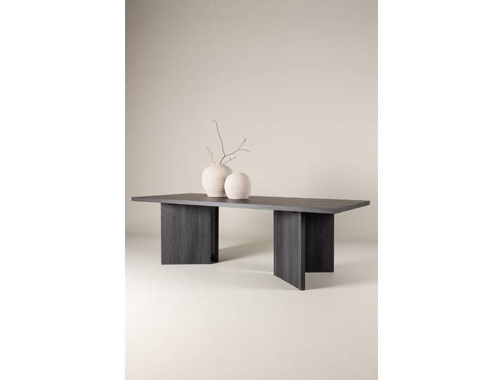 Esstisch VENTURE HOME Bassholmen, rechteckiger Esstisch in elegantem Schwarz, 240 × 100 cm , grau (schwarz, schwarz), B:100cm H:75cm T:100cm, Tische, Esstisch, Esszimmertisch, MDF, rechteckig, einheitlich, geräumig, robust