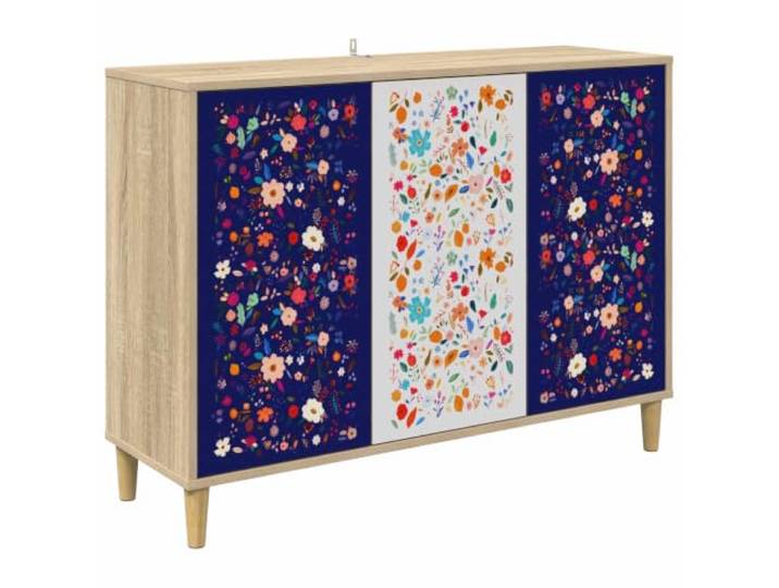 Roanoer Sideboard Mainz Anrichte aus Holzwerkstoff 102x33x75 cm Moderne Anrichte mit 3 Türen für Wohnzimmer und Esszimmer. Elegantes Frontmuster und erhöhte Füße schützen vor Bodenfeuchte.