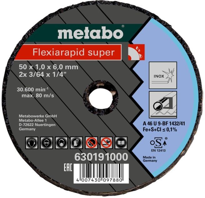 Metabo petite roue de tronçonnage Flexiarapid Super 76x2,0x6,0 Inox (630194000)