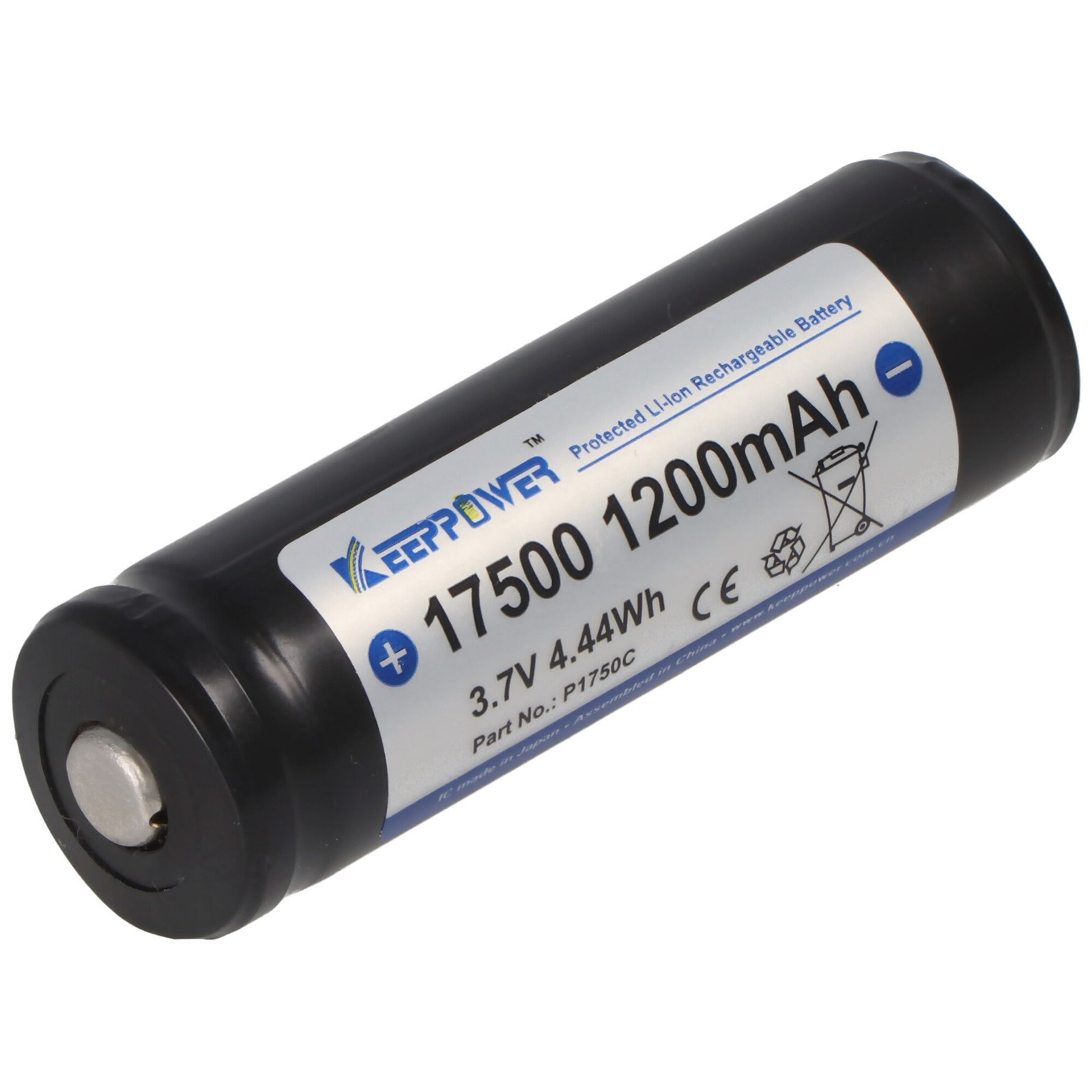 Keeppower 17500 Li-Ion batterij 1200mAh 3.6V-3.7V Beschermd