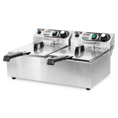 HCB Doppel-Fritteuse - 2 x 6 Liter - 2 x 230V - Edelstahl
