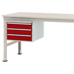 Manuflex ZB4614.3003 Gehäuse-Unterbau Stationär, Nutzhöhe 300 mm mit 3 Schubfächer. Für Tischtiefe 1200 mm