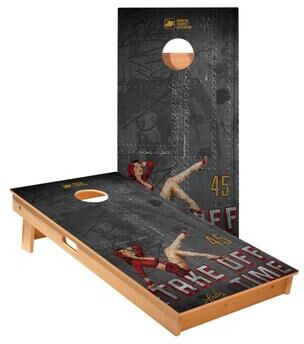Skip's Garage Take Off Time Cornhole Boards