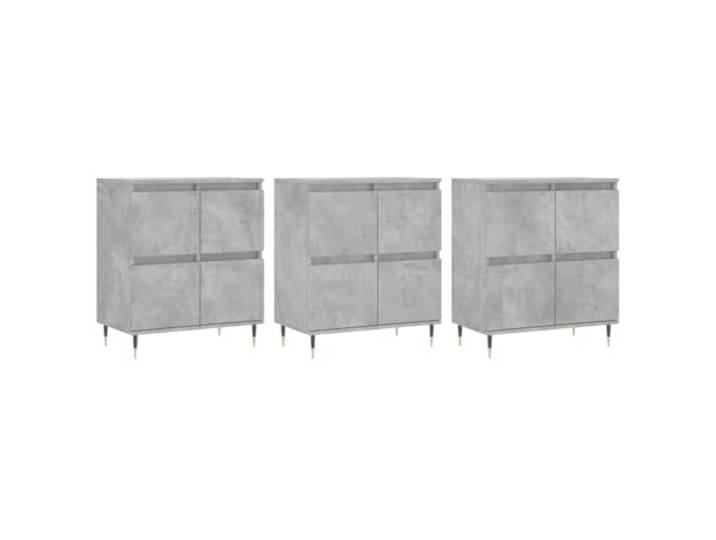 Roanoer Sideboard 3er Set Betongrau Holzwerkstoff 180x35x70 cm Flexibles Kommoden Set aus Holzwerkstoff mit Metallfuß für Wohnzimmer und Flur sorgt für ordentliche Aufbewahrung