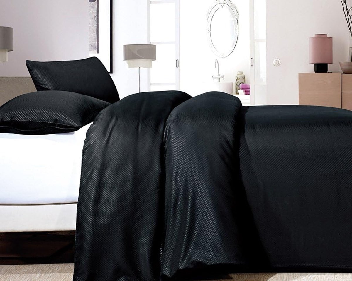 Dekbedovertrekset Satin Point Modern Lichtgewicht - Zwart - 140x200 cm