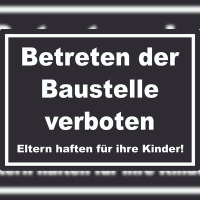 HB-Druck Betreten der Baustelle Aufkleber weiß-schwarz A7 (74x105mm)