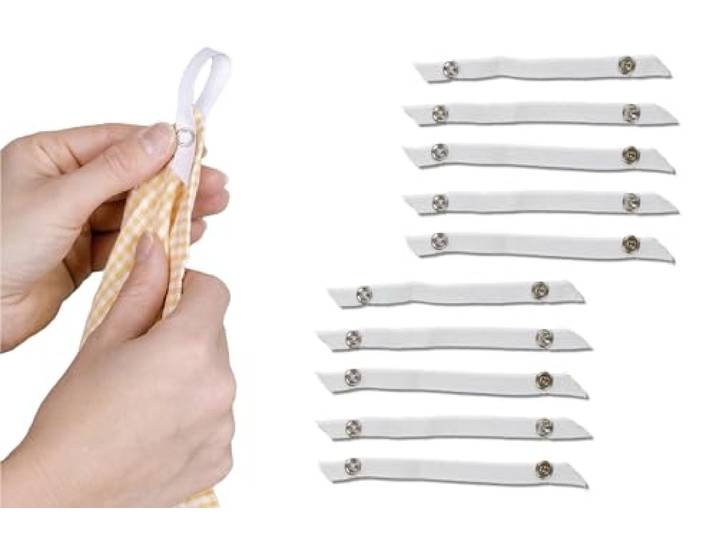 Maximex Nähfrei-Aufhänger 10er Set, für Geschirrtücher, ersetzen abgerissene Aufhänger, auch für dünne Handtücher, waschbar bei bis zu 60°C, Maße (B x H) 1er: 14 x 1 cm