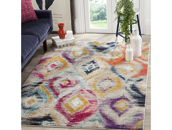 SAFAVIEH Tapis Boho Pour Salon\, Salle à manger\, Chambre à coucher - Monaco Collection\, Tapis à poil court\, Multi\, 155 X 231 cm