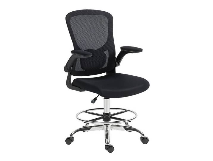 MC Star Drehstuhl Zeichenstuhl mit Lendenstütze, höhenverstellbar, drehbar (für Homeoffice, Studio, Kunstprojekte, Schwarz)