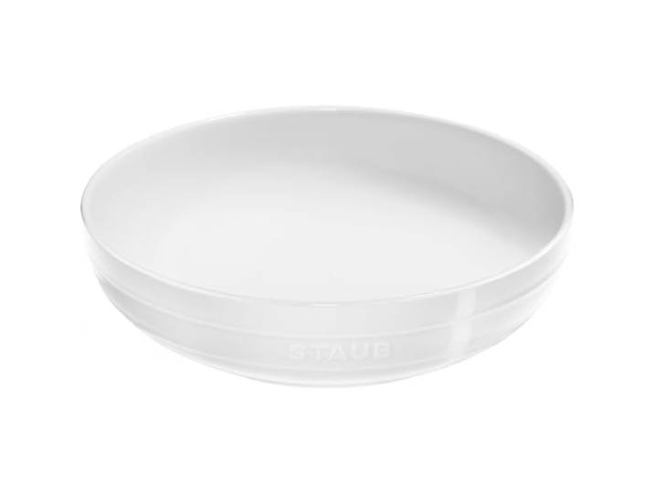 STAUB Auflaufförmchen aus Steingut, Keramik, 29,2 cm, flache Servierschale, Weiß