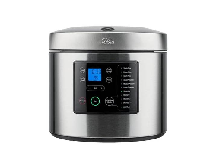 Solis Rice & Potato Cooker, 5 Liter Digitaler Reiskocher & Dampfgarer Timer und 3D-Heizsystem, Multikocher für Reis, Kartoffeln, Gemüse & Fisch, Inkl. Löffel, Messbecher, Dämpfeinsatz
