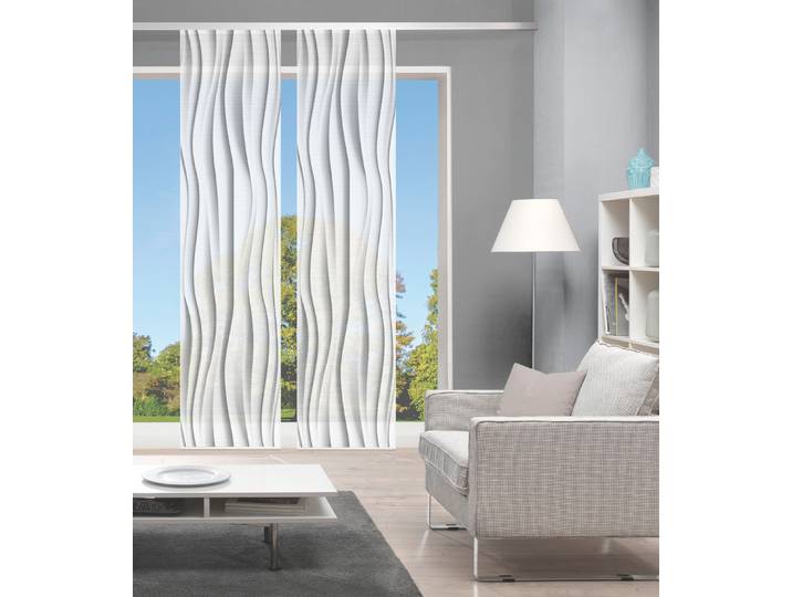 Schiebegardine VISION S WELLO 2er SET Gr. 1, grau, B:60cm H:260cm, Polyester, Gardinen, Schiebegardine, Bambus-Optik, Digital bedruckt