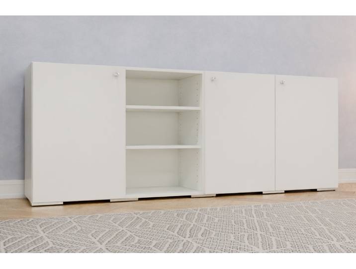 Büro Sideboard nach Maß - RAL 9010 Reinweiß - 84x220x46cm - Individuell konfigurieren