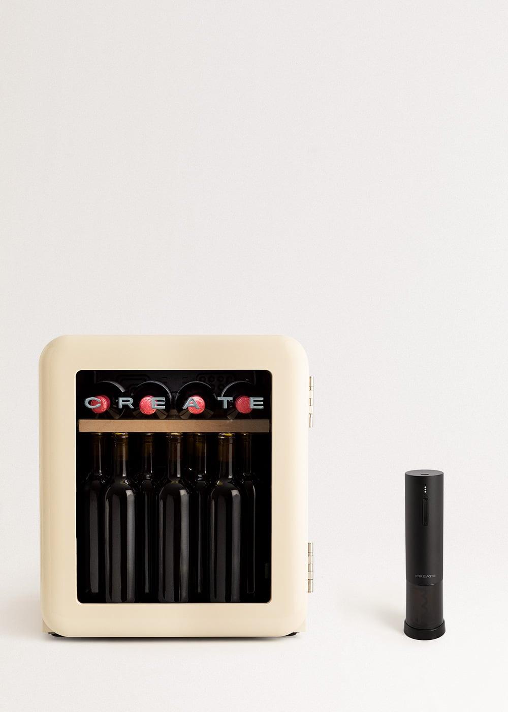 CREATE - WINECOOLER RETRO - Elektrischer Weinkühlschrank im Retro-Stil für 12, 24, 45 oder 72 Flaschen