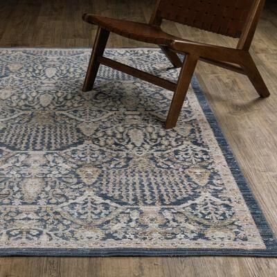 ROW Cavett Textural Distressed Traditional Navy/ Gold Area Rug
