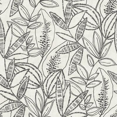 Galerie Wallcoverings Karuna Collection Stenciled Leaves Matte Finish Vinyl on Non-woven Wallpaper Roll