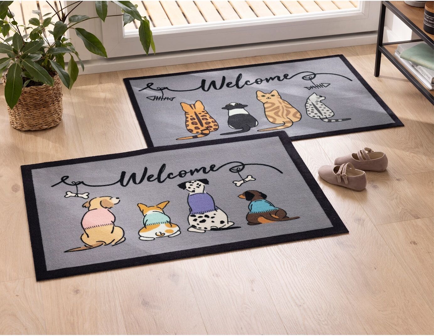 Fussmatte Gr. 2, grau (katze), B:60cm H:10mm L:90cm, Kunstfaser, Polyamid, Teppiche, Fussmatte katze B : 60cm 1 Stk., 10mm, L: 90cm