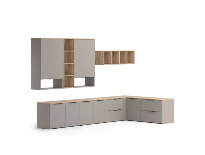 Vicco Wohnwand Wido Greige 9 Teile, kombinierbar mit weiteren Elementen der Wido-Serie