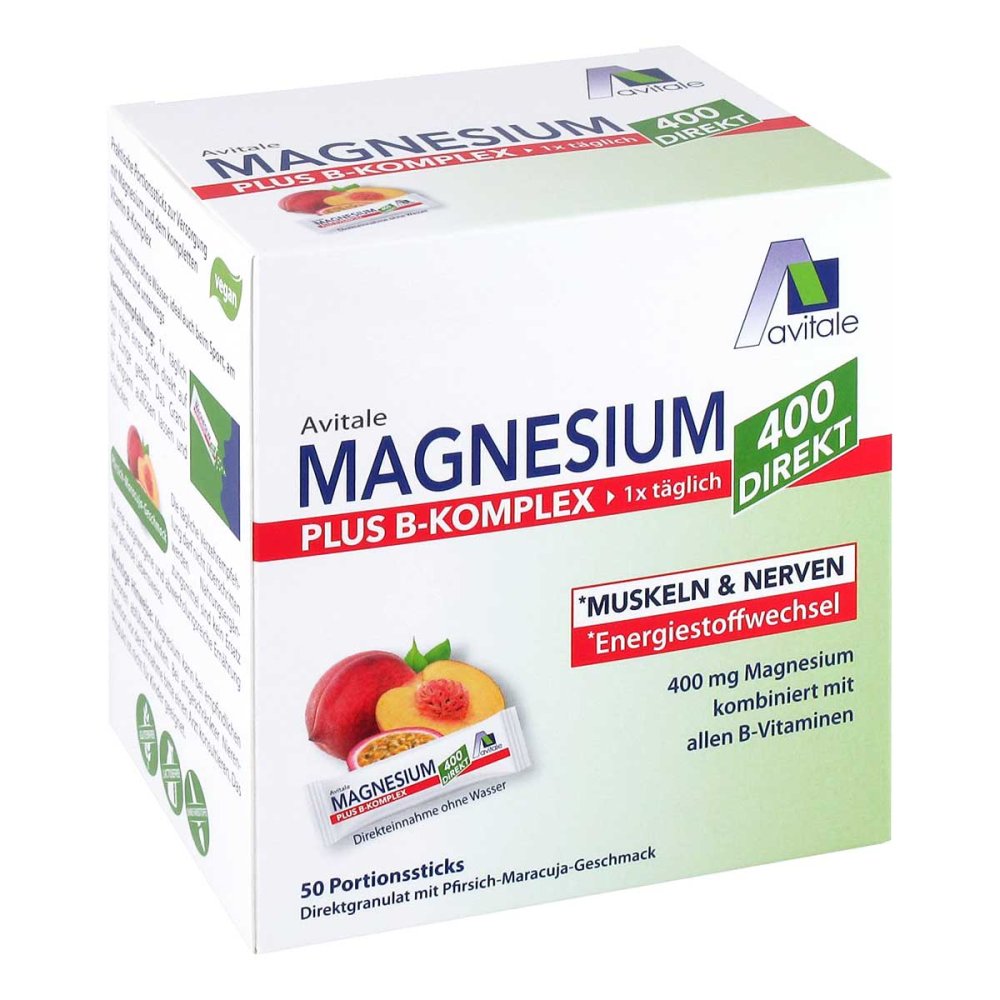 Avitale GmbH Magnesium 400+b-komplex Direkt Pfir.mar.gra.sticks 18769310