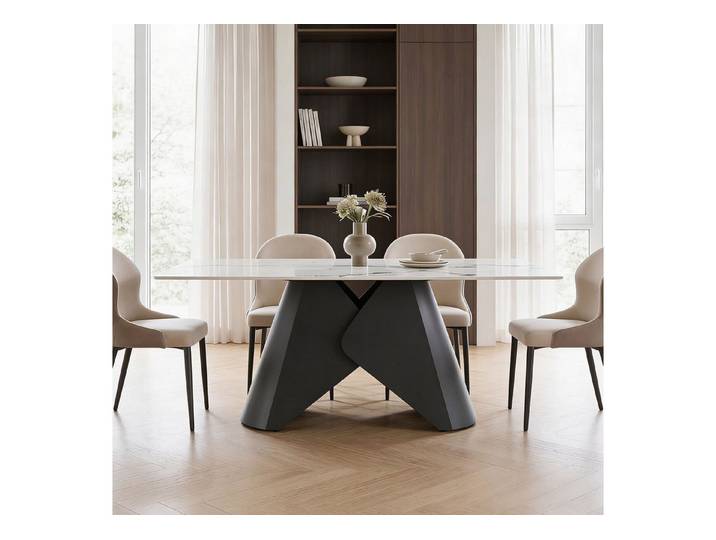 IDIMEX Esstisch LAZIO, Design Tisch 180x90 cm in Marmor-Optik aus Keramik Schwarz/Weiß