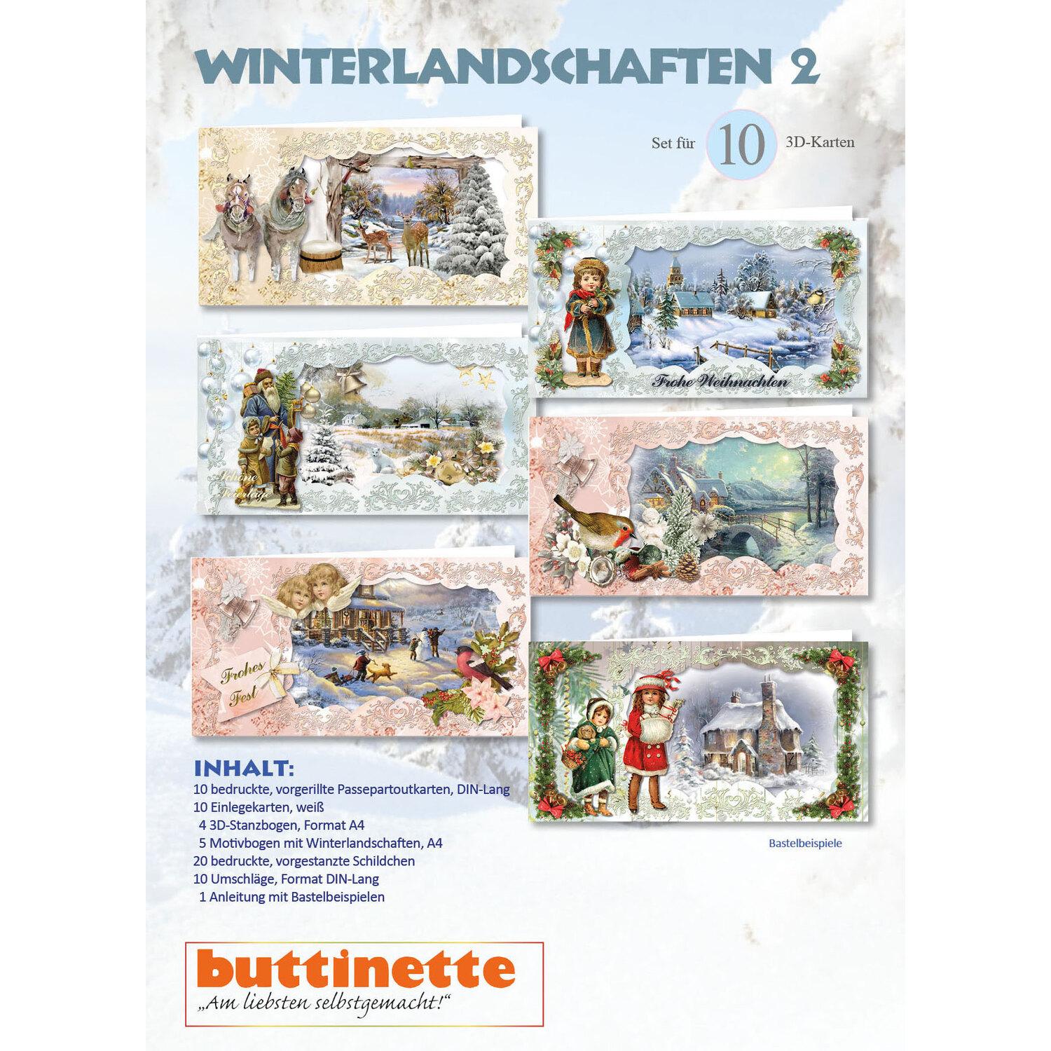3D-Bastelmappe "Winterlandschaften 2", für 10 Karten