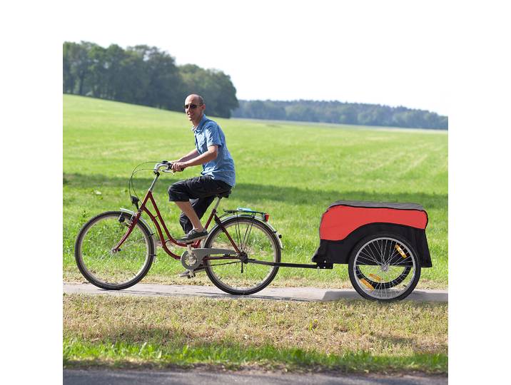 HOMCOM Remorque vélo pliable avec 4 réflecteurs rouge noir 86x61x39cm
