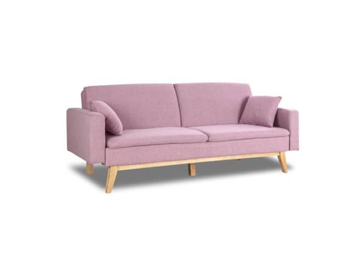 Don Descanso - Schlafcouch 3 Sitzer Reine Buch- oder Clic-Clac-Öffnungssystem, Sofagröße: 206x73x80cm, Bettgröße: 180x100cm, inklusive 2 Kissen, Rose