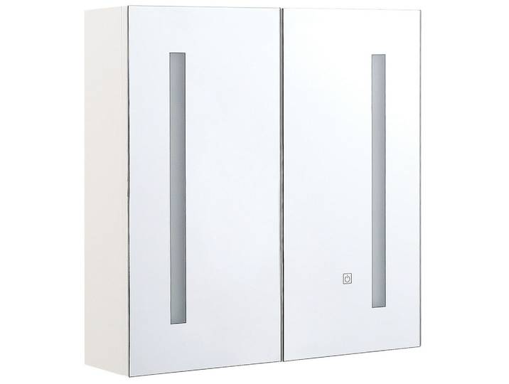 BAD SPIEGELSCHRANK weiß/silber mit LED-Beleuchtung 60/60 cm Chabunco
