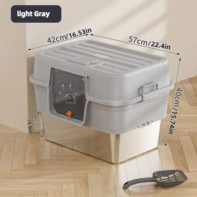 Uplift Essentials XL Professional Enclosed Litter System With Stainless Steel Base light Grey