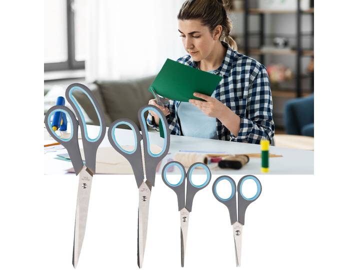 Mehrzweck-Scheren Set aus Edelstahl, 4 Stück, grau-blau
